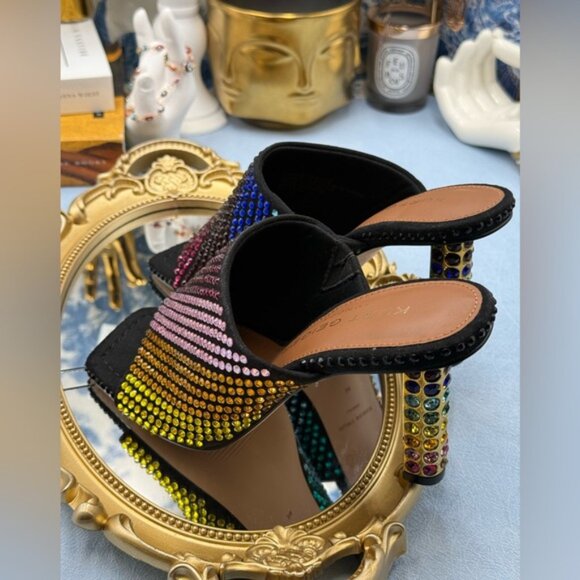 🆕 KURT GEIGER LONDON 🧿 NWOB Mayfair Rainbow Crystal High Mule Heel, Sz 36 US 6 - Picture 13 of 16